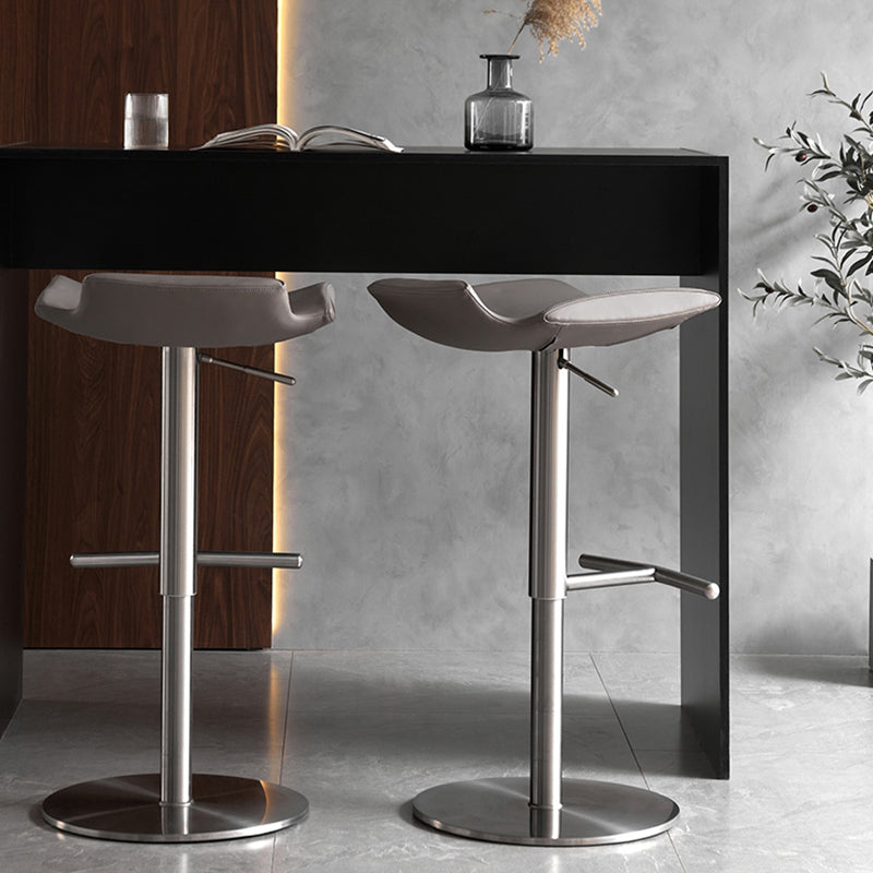 Contemporary Adjustable Backless Counter High Stool with Leather Cushion