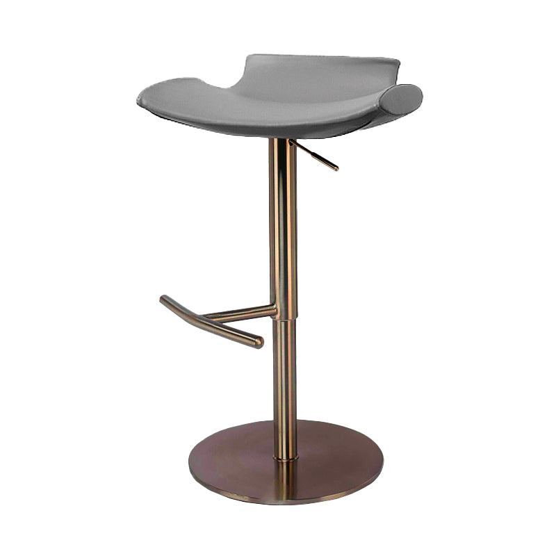 Contemporary Adjustable Backless Counter High Stool with Leather Cushion