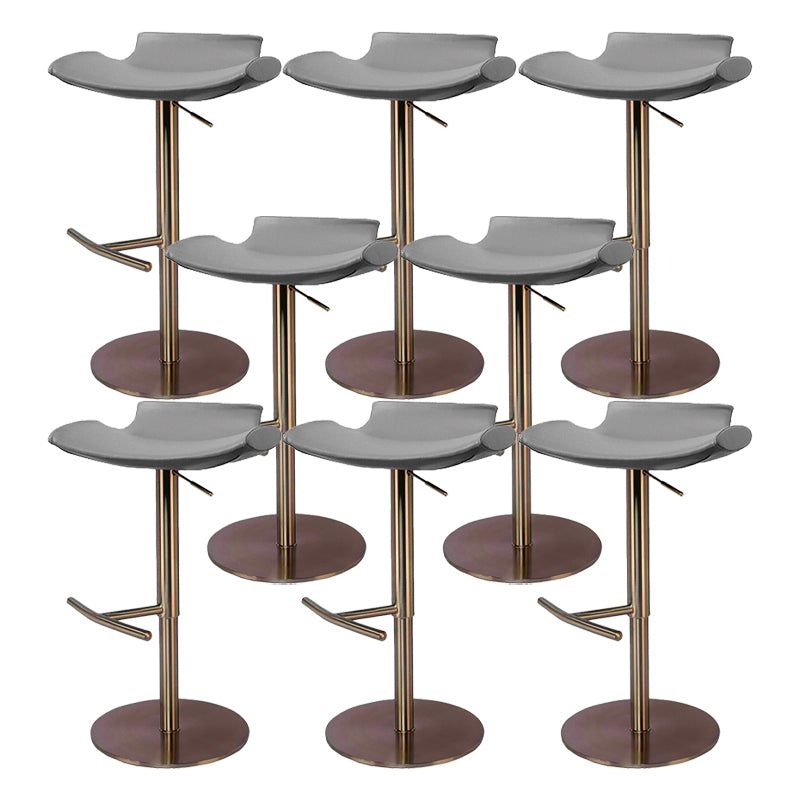 Contemporary Adjustable Backless Counter High Stool with Leather Cushion