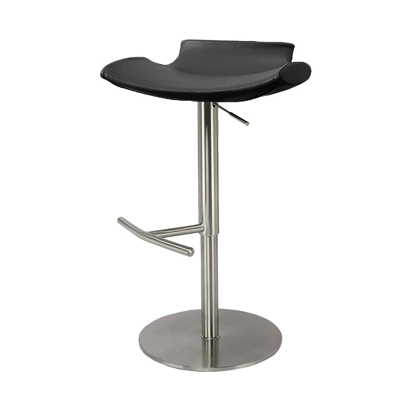 Contemporary Adjustable Backless Counter High Stool with Leather Cushion