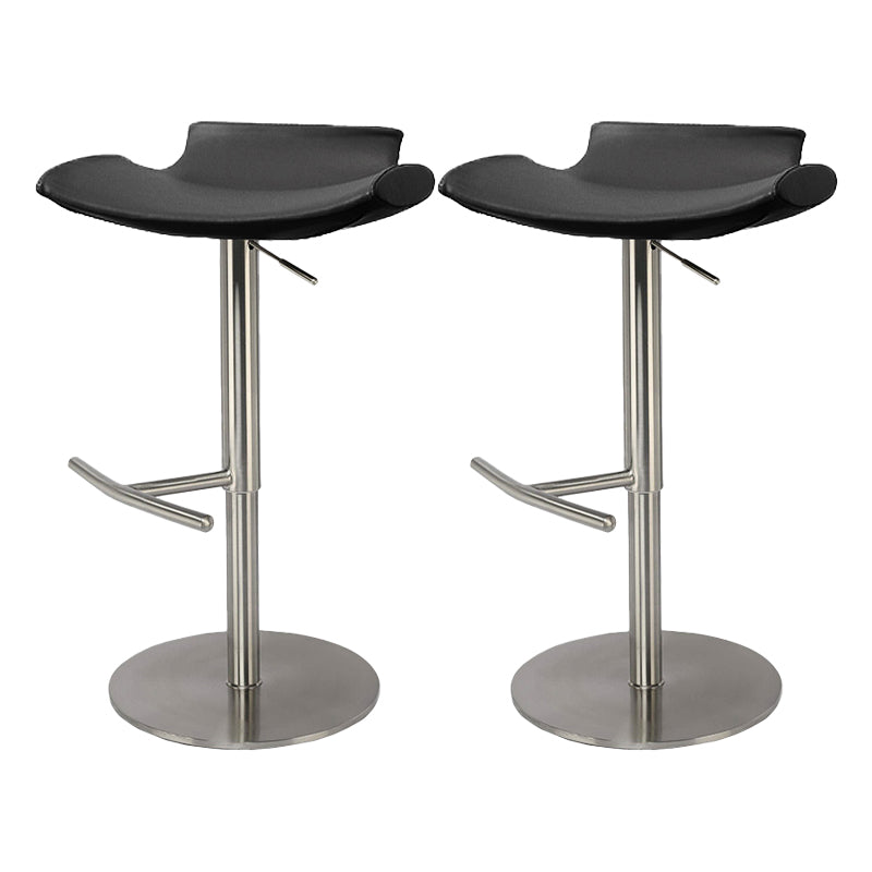 Contemporary Adjustable Backless Counter High Stool with Leather Cushion