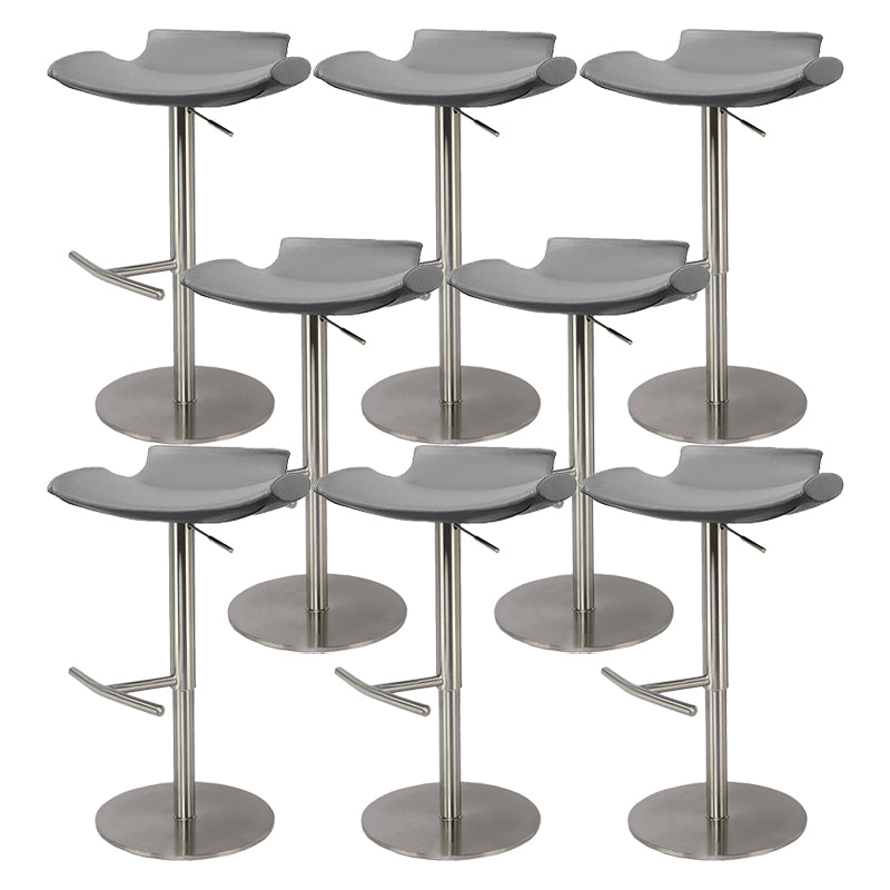 Contemporary Adjustable Backless Counter High Stool with Leather Cushion