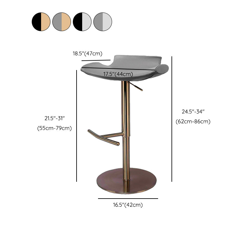 Contemporary Adjustable Backless Counter High Stool with Leather Cushion