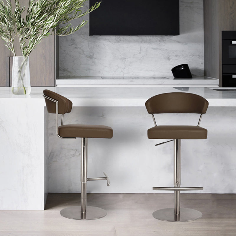 Modern Style Adjustable Backrest High Stool with Leather Cushion