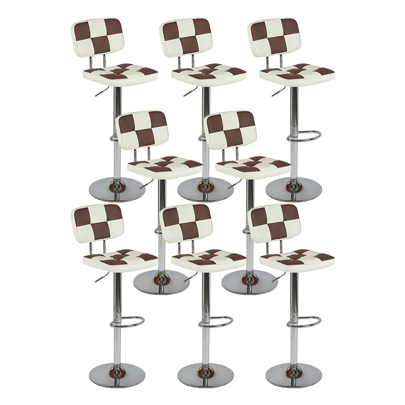 Modern Adjustable Backrest Counter High Stool with Leather Cushion
