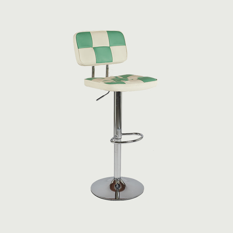 Modern Adjustable Backrest Counter High Stool with Leather Cushion