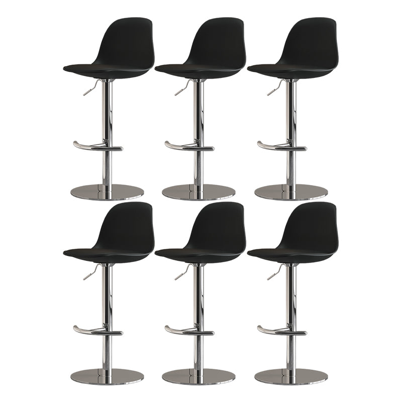 Modern Adjustable Height Swivel Low Back Bar Stool with Metal Base