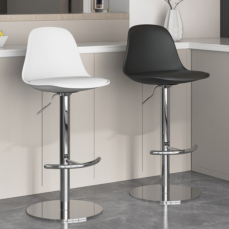 Modern Adjustable Height Swivel Low Back Bar Stool with Metal Base