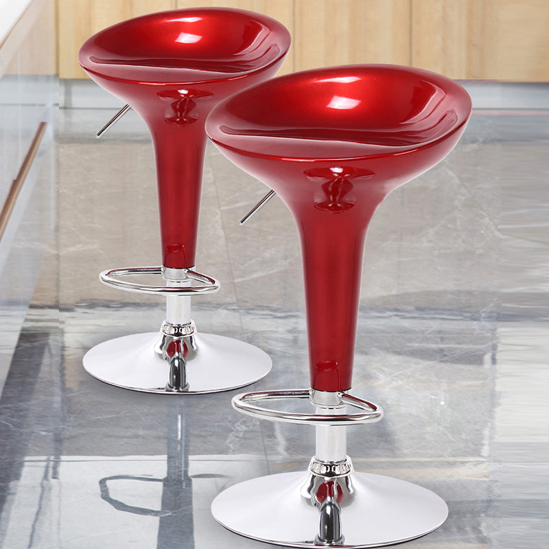 Modern Adjustable Height Swivel Armless Bar Stool with Metal Base