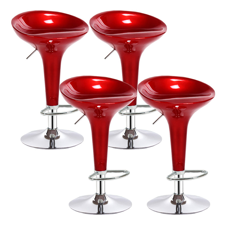 Modern Adjustable Height Swivel Armless Bar Stool with Metal Base