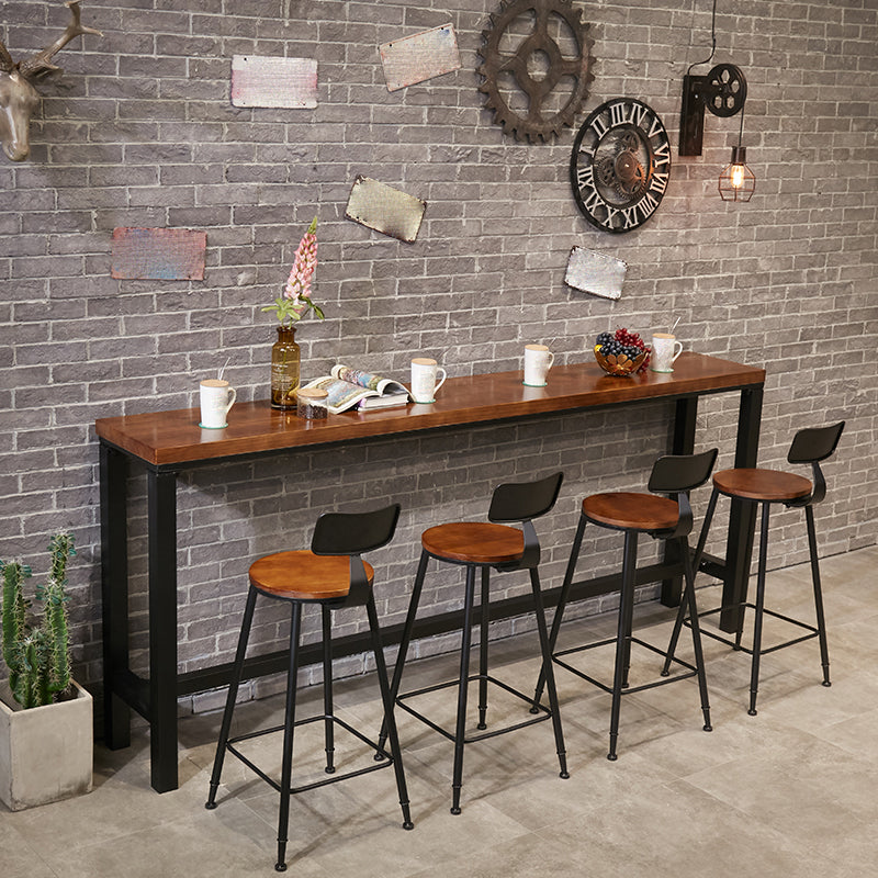 Industrial Low Back Counter & Bar Stool in Black and Brown for Restaurant