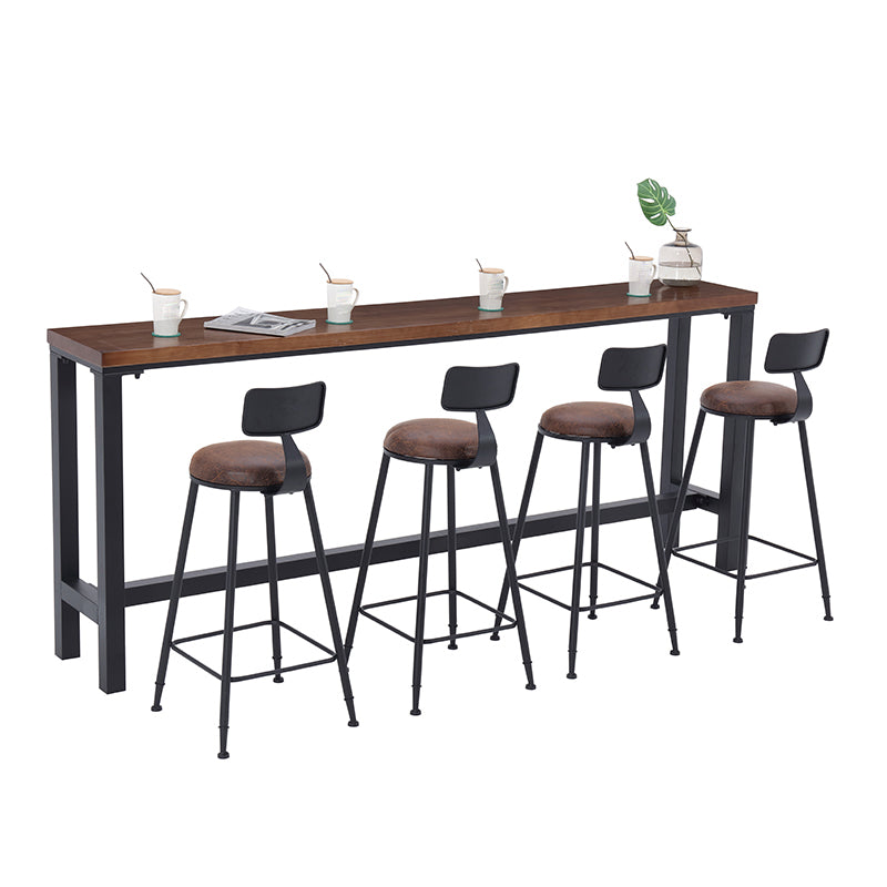Industrial Low Back Counter & Bar Stool in Black and Brown for Restaurant