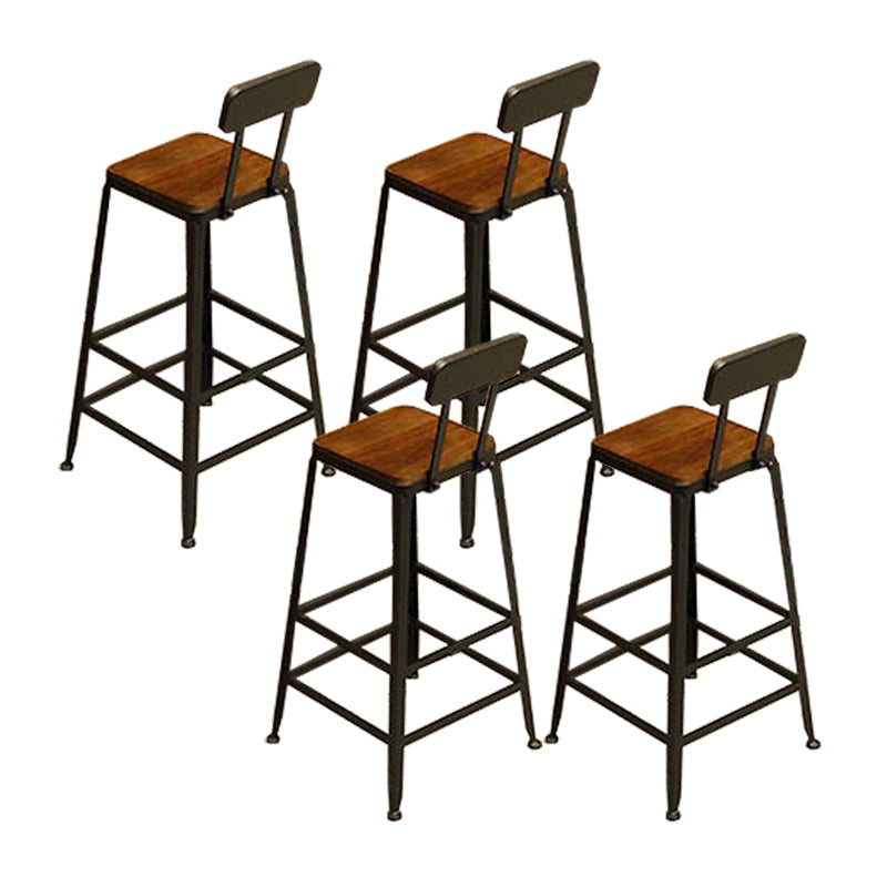 Industrial Low Back Counter & Bar Stool in Black and Brown for Restaurant