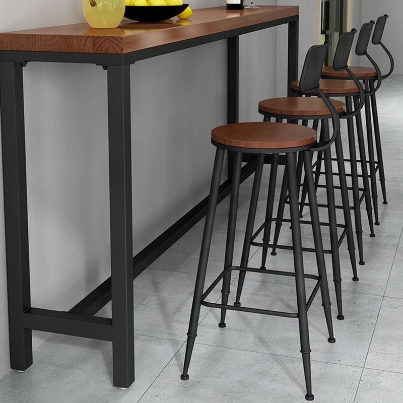 Industrial Low Back Counter & Bar Stool in Black and Brown for Restaurant