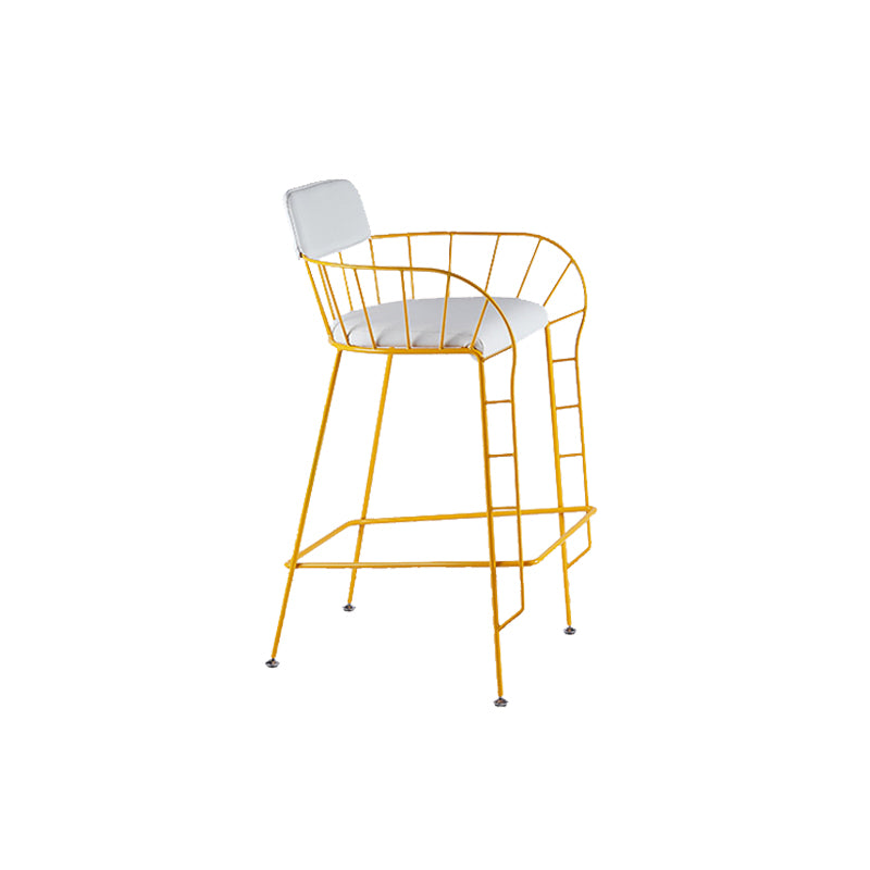 Contemporary Indoor Metal Legs Upholstered Bar Stool with Footrest
