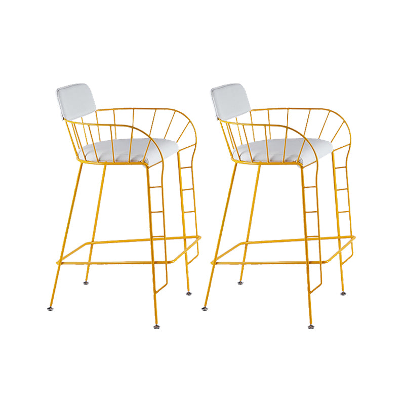 Contemporary Indoor Metal Legs Upholstered Bar Stool with Footrest