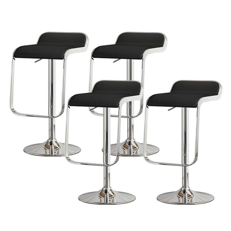 Modern Adjustable Height Swivel Faux Leather Bar Stool with Footrest