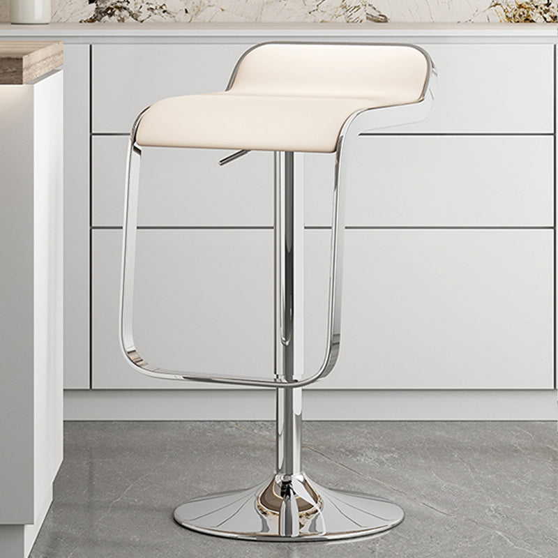 Modern Adjustable Height Swivel Faux Leather Bar Stool with Footrest