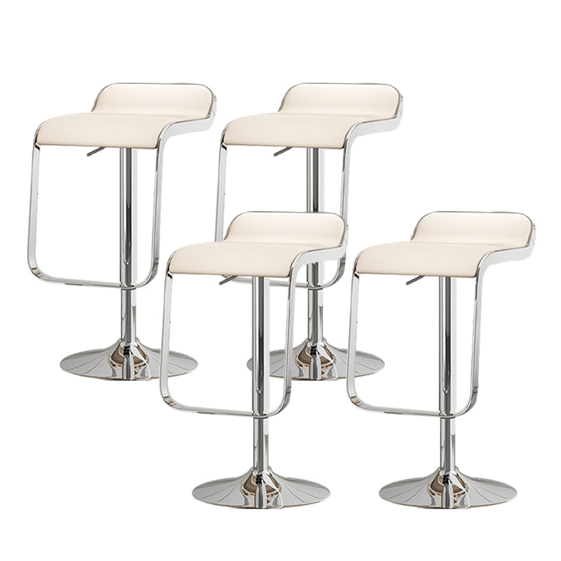 Modern Adjustable Height Swivel Faux Leather Bar Stool with Footrest