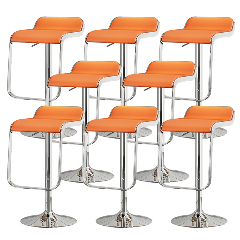 Modern Adjustable Height Swivel Faux Leather Bar Stool with Footrest