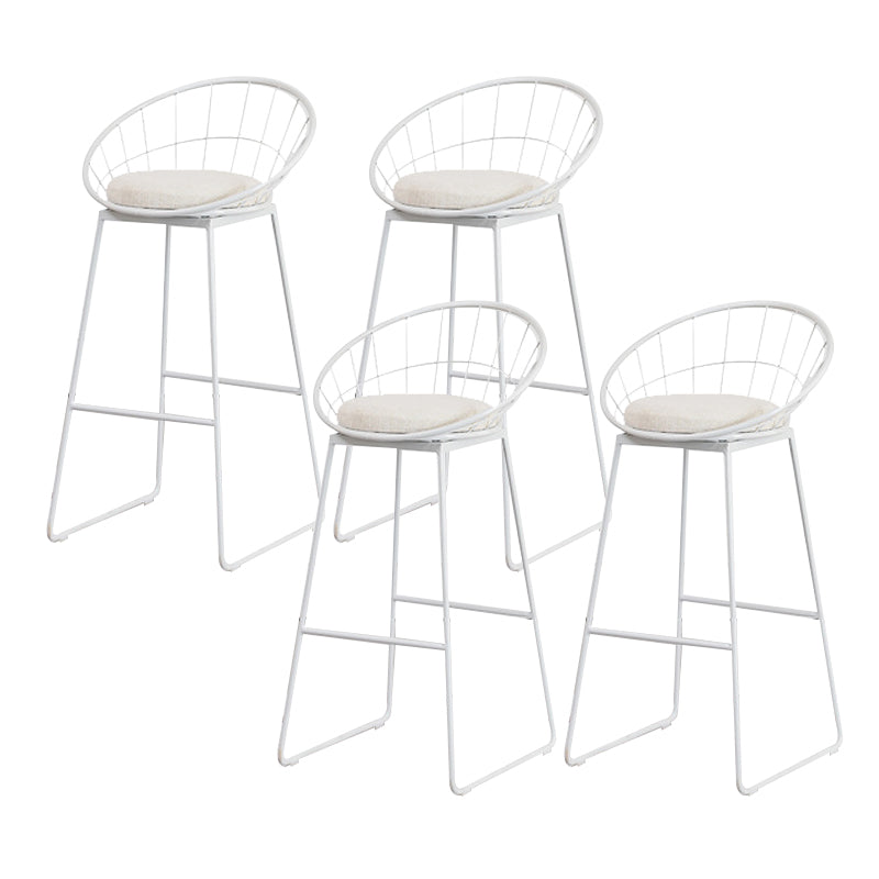 Contemporary Living Room Metal Legs Upholstered Bar Stool with Footrest