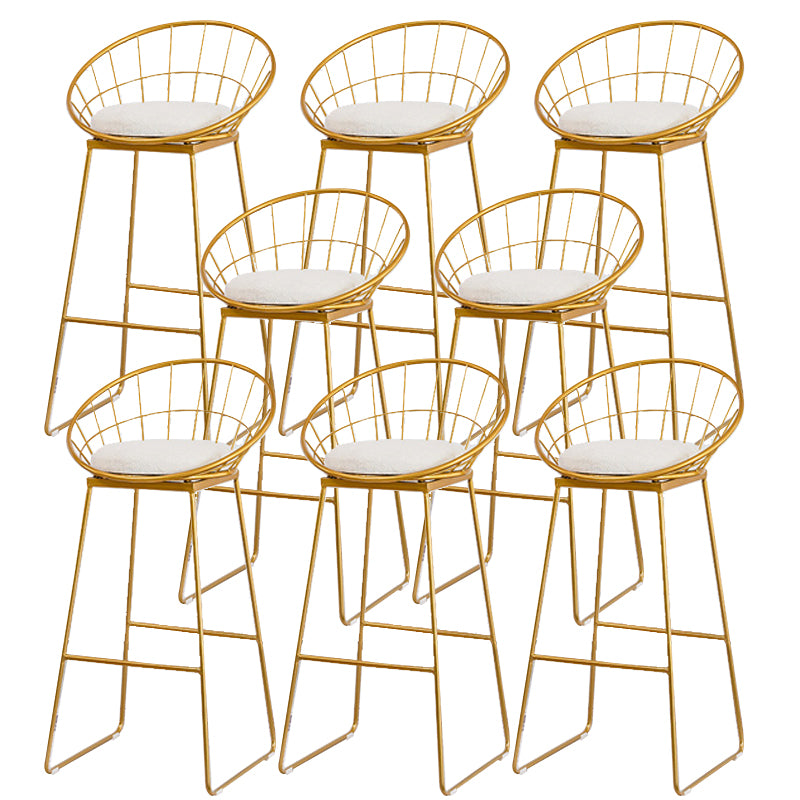 Contemporary Living Room Metal Legs Upholstered Bar Stool with Footrest