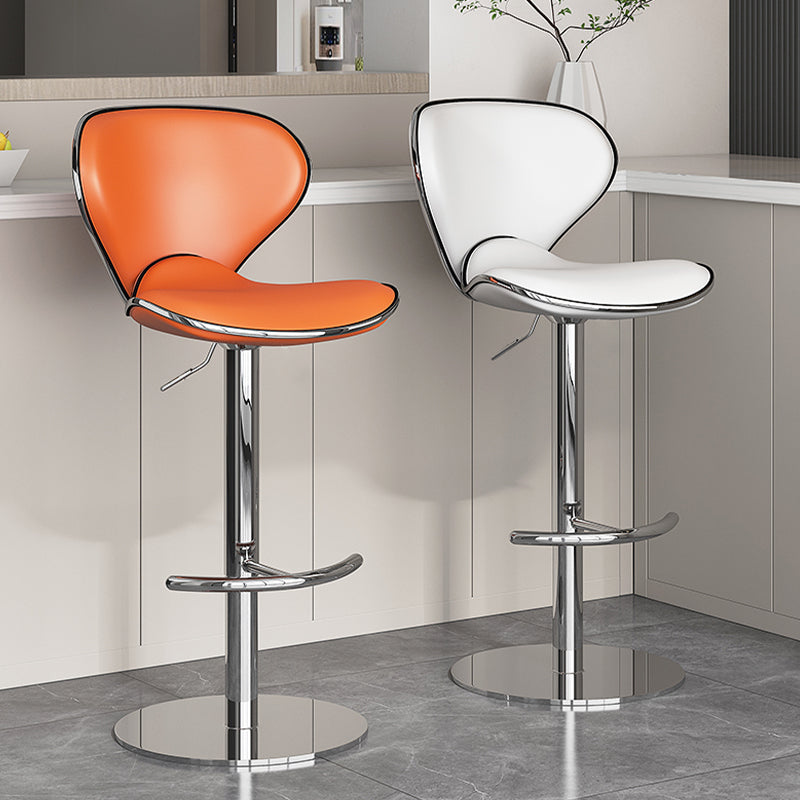 Modern Faux Leather Adjustable Height Swivel Bar Stool with Footrest