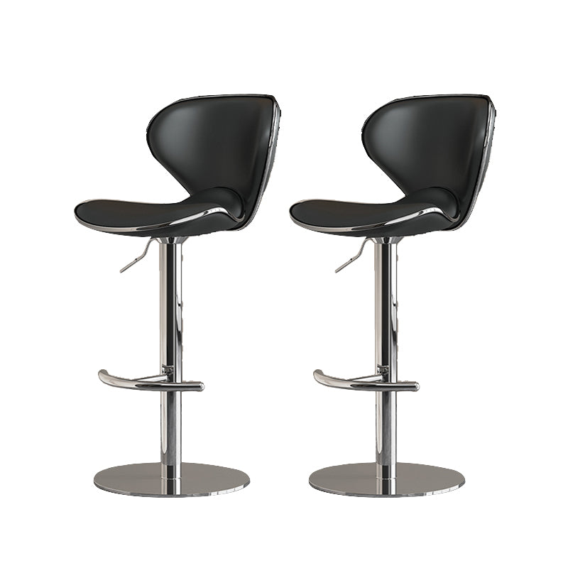 Modern Faux Leather Adjustable Height Swivel Bar Stool with Footrest