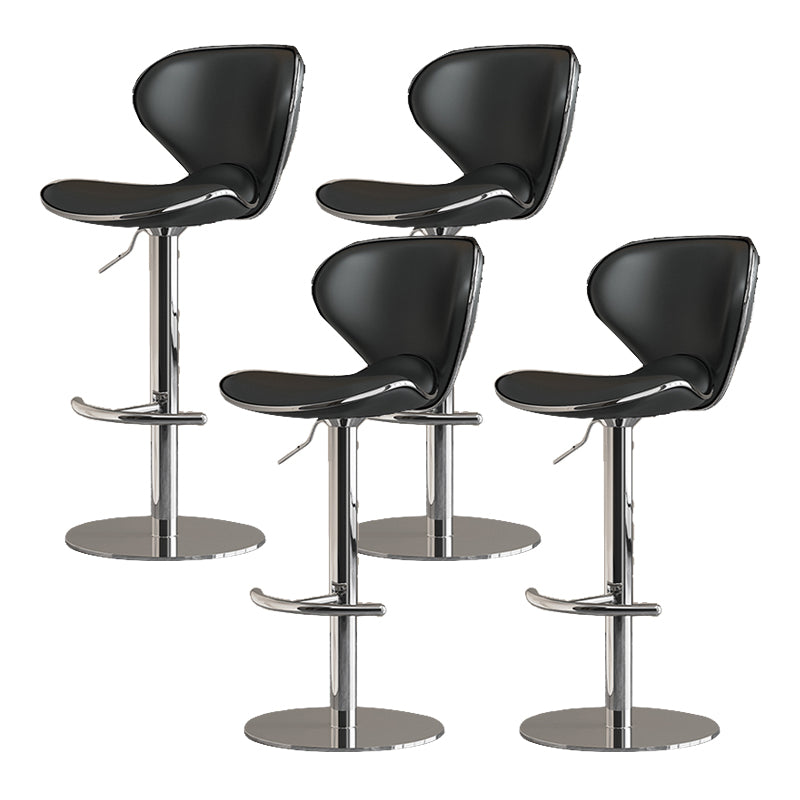 Modern Faux Leather Adjustable Height Swivel Bar Stool with Footrest