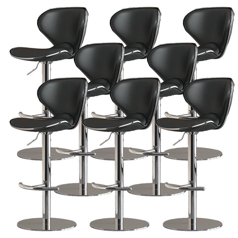 Modern Faux Leather Adjustable Height Swivel Bar Stool with Footrest