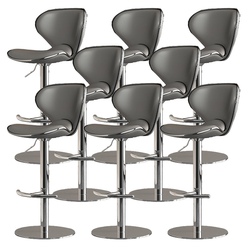 Modern Faux Leather Adjustable Height Swivel Bar Stool with Footrest