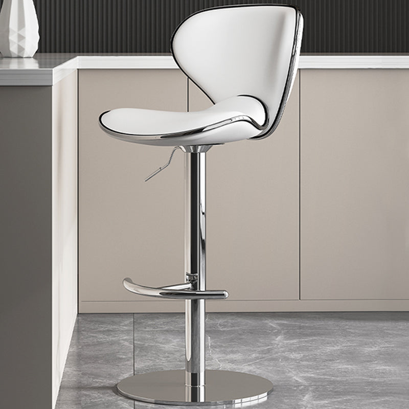 Modern Faux Leather Adjustable Height Swivel Bar Stool with Footrest