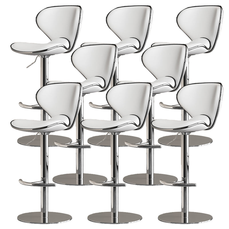 Modern Faux Leather Adjustable Height Swivel Bar Stool with Footrest
