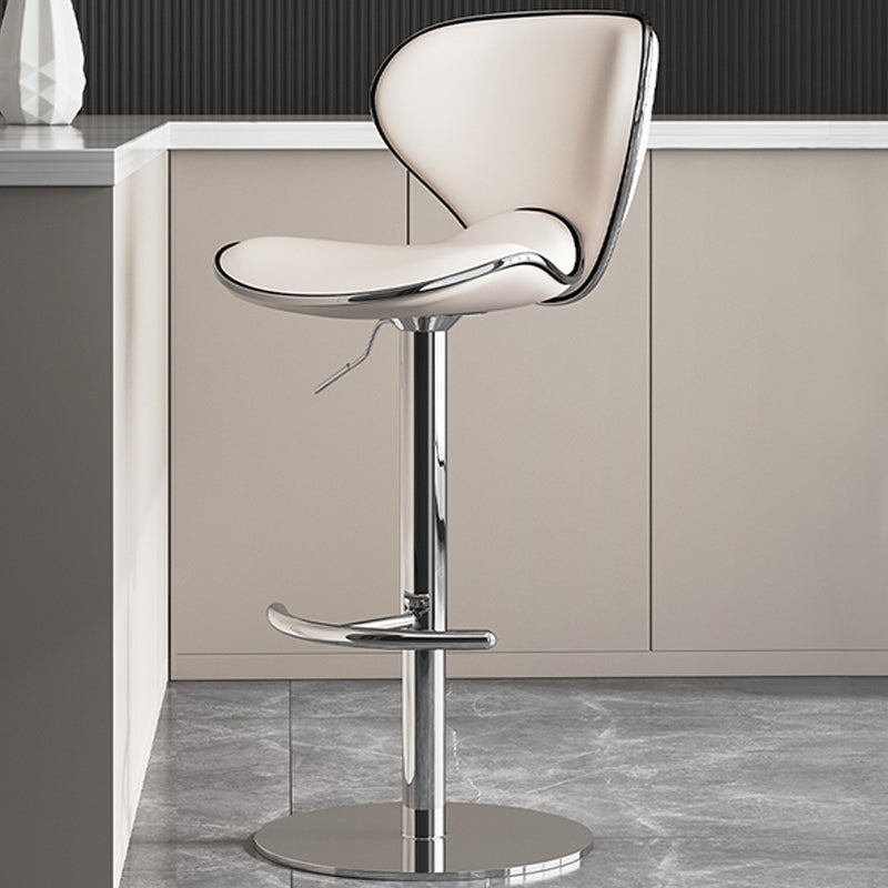 Modern Faux Leather Adjustable Height Swivel Bar Stool with Footrest