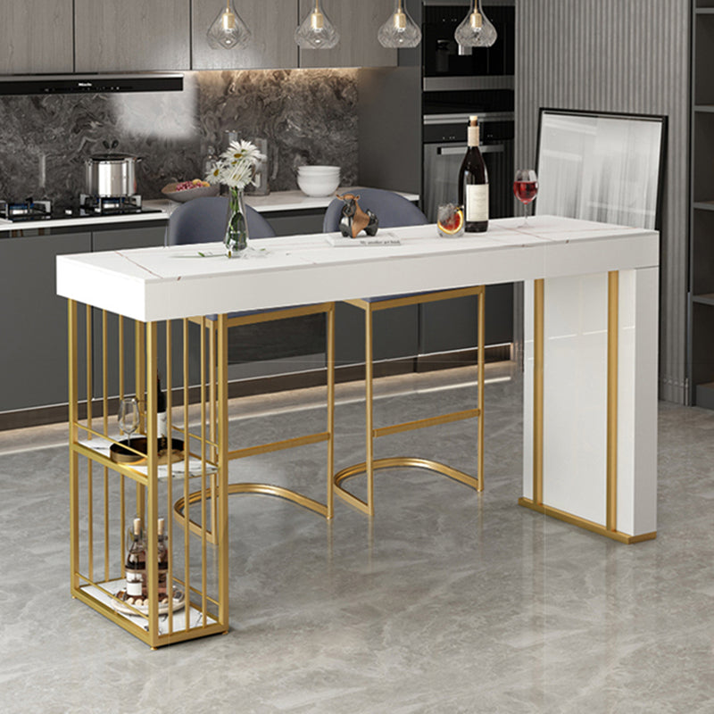 Contemporary 1/2/3 Pieces Stone Rectangular Bar Table Set for Indoor