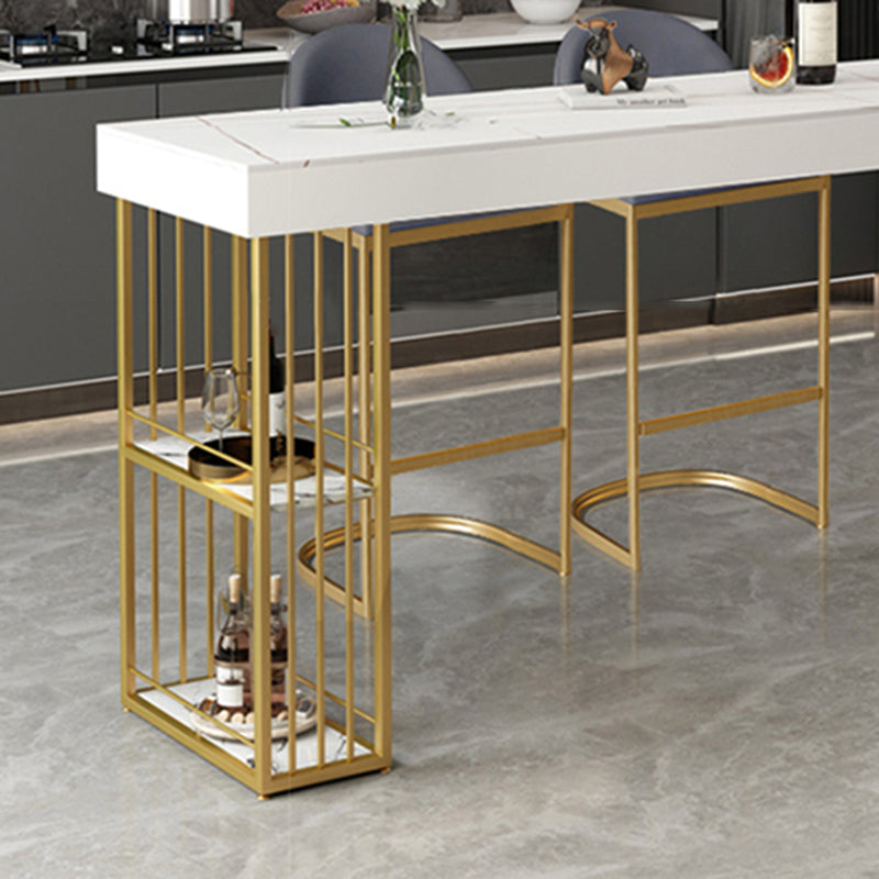 Contemporary 1/2/3 Pieces Stone Rectangular Bar Table Set for Indoor