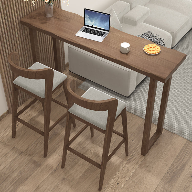 Modern Indoor Rectangle Solid Wood Sled Bar Dining Table in Brown