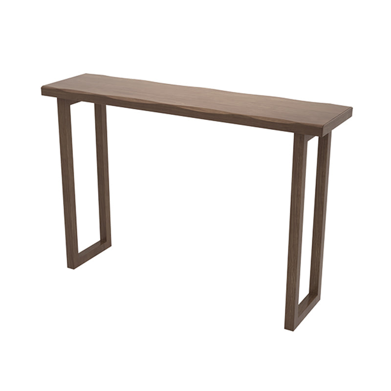 Modern Indoor Rectangle Solid Wood Sled Bar Dining Table in Brown
