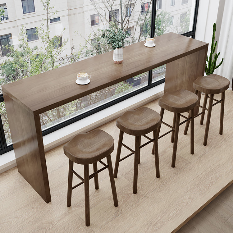 Modern Solid Wood Indoor Rectangle Double pedestal Bar Dining Table