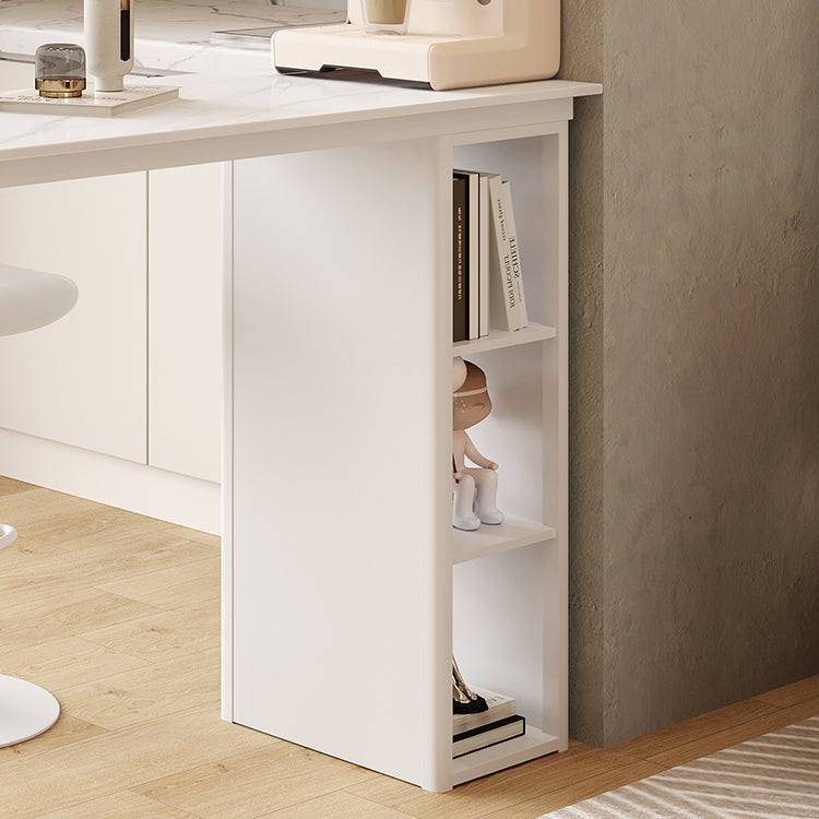 White Free Form Bar Table with Storage Base for Small Places
