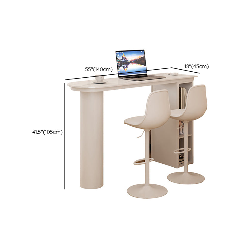 White Free Form Bar Table with Storage Base for Small Places