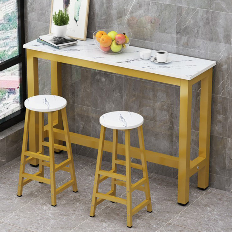 Manufactured Wood Rectangle Pub Table with Metal Frame for Living Room