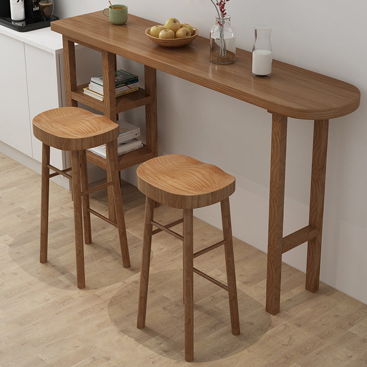 Contemporary Solid Wood Living Room Bar Dining Table in Brown