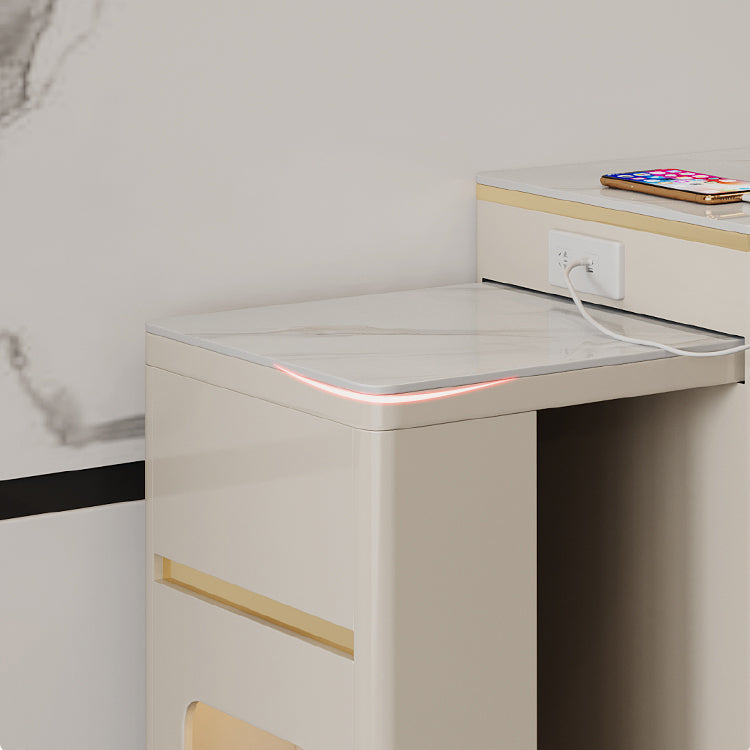 Contemporary Stone Top Bar Table with Manufactured Wood Storage Base