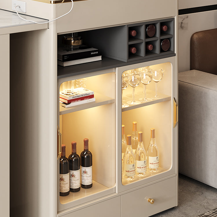 Contemporary Stone Top Bar Table with Manufactured Wood Storage Base