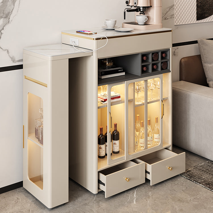 Contemporary Stone Top Bar Table with Manufactured Wood Storage Base