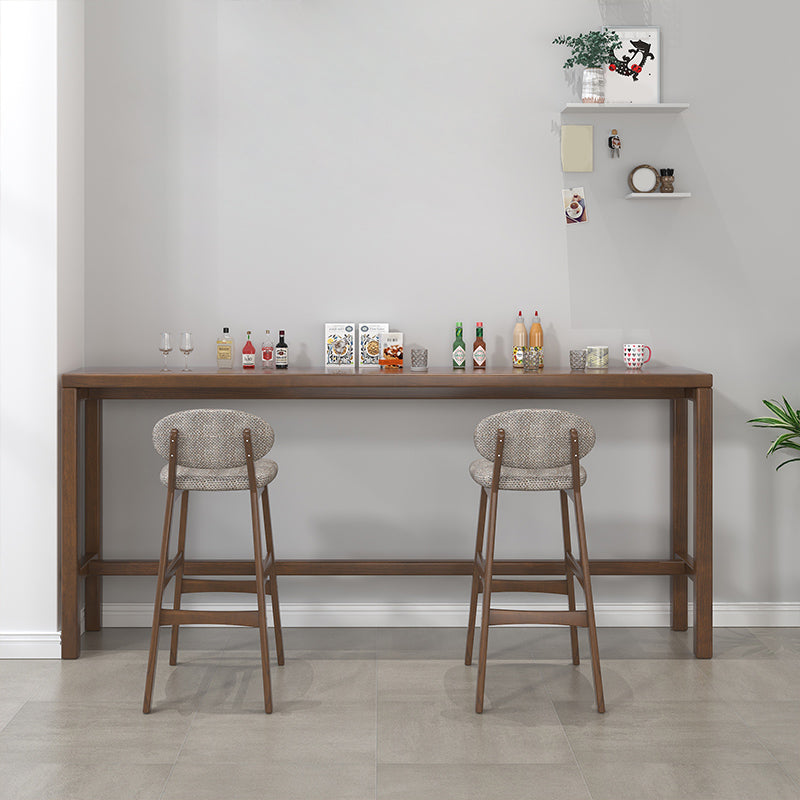 Modern Dining Room Rectangle Trestle Solid Wood Bar Dining Table