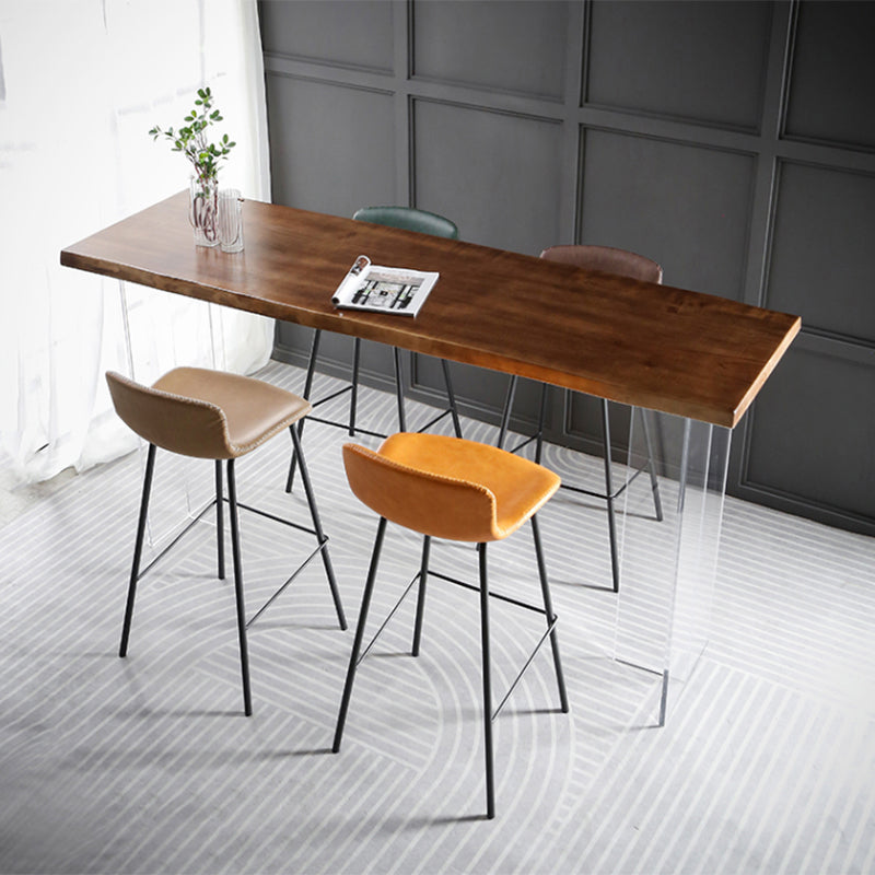 Modern Solid Wood Acrylic Base Bar Table for Kitchen Dining Room