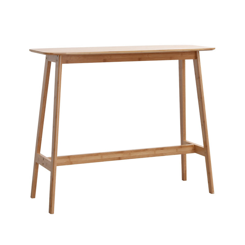 Modern Bamboo Rectangle Pub Table with Trestle for Living Room