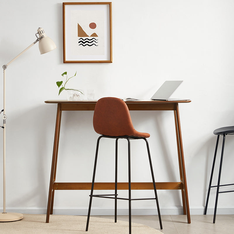 Modern Bamboo Rectangle Pub Table with Trestle for Living Room